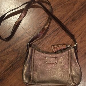 Kate spade brown leather sparkle cross body purse